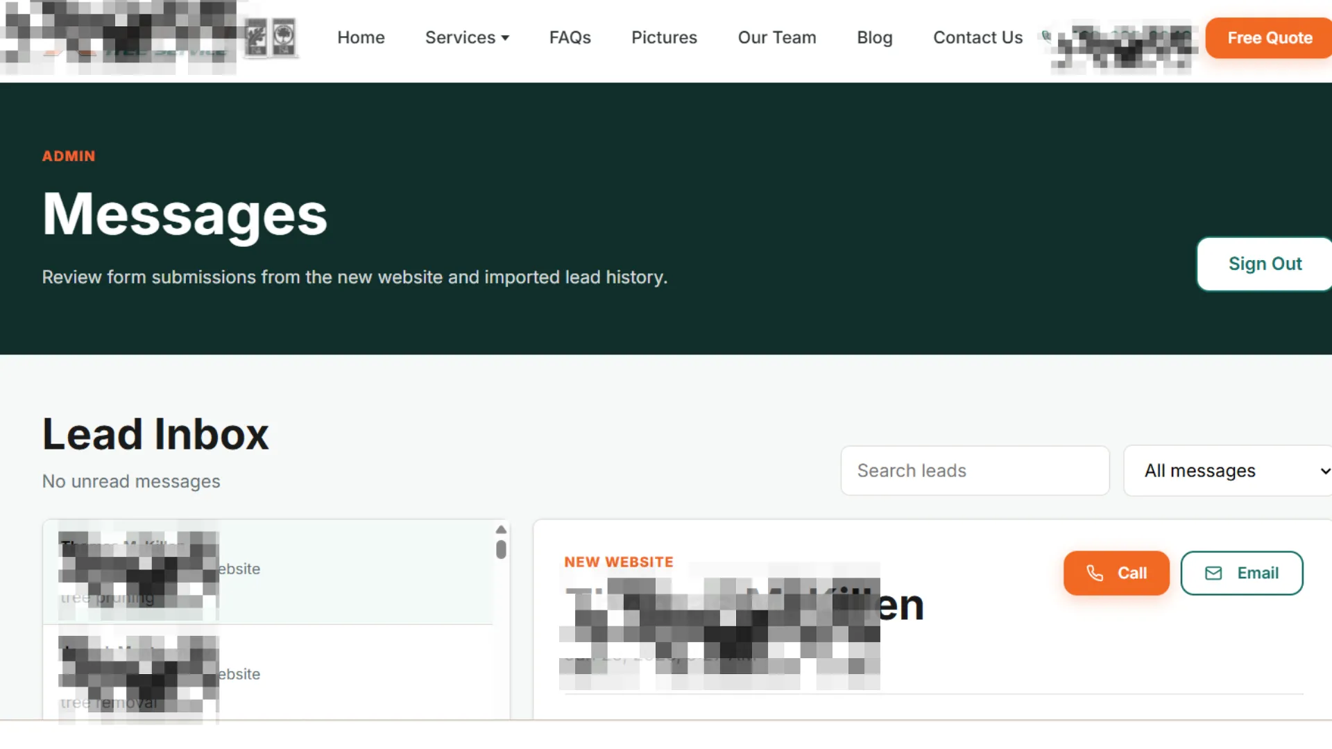 Website Leads Management